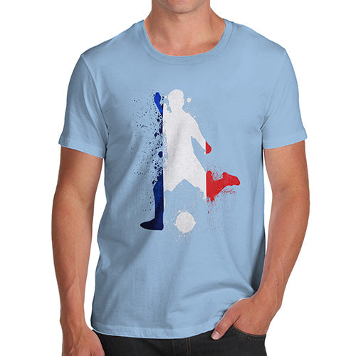Mens T-Shirt Funny Geek Nerd Hilarious Joke Football Soccer Silhouette France Men's T-Shirt Medium Sky Blue