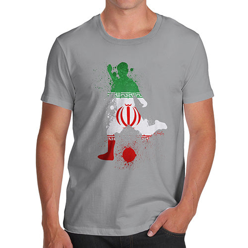 Funny T-Shirts For Men Football Soccer Silhouette Iran Men's T-Shirt X-Large Light Grey