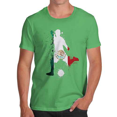 Funny Mens Tshirts Football Soccer Silhouette Mexico Men's T-Shirt Small Green