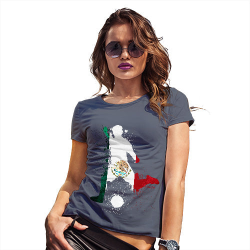 Womens T-Shirt Funny Geek Nerd Hilarious Joke Football Soccer Silhouette Mexico Women's T-Shirt Small Navy