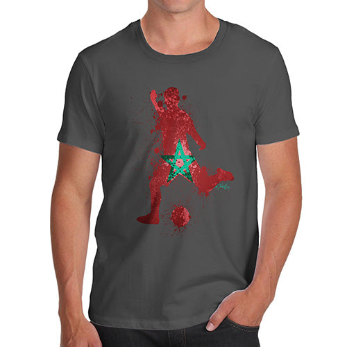 Funny Tee Shirts For Men Football Soccer Silhouette Morocco Men's T-Shirt Small Dark Grey