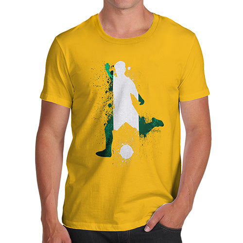Mens Funny Sarcasm T Shirt Football Soccer Silhouette Nigeria Men's T-Shirt Medium Yellow