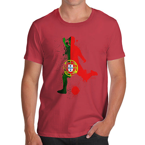 Novelty Tshirts Men Football Soccer Silhouette Portugal Men's T-Shirt Medium Red