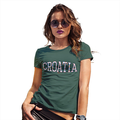 Funny T Shirts For Mum Croatia College Grunge Women's T-Shirt X-Large Bottle Green