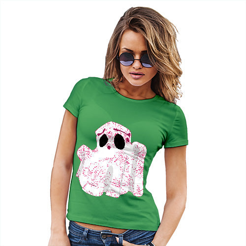 Womens Humor Novelty Graphic Funny T Shirt Floral Ghost Women's T-Shirt Small Green
