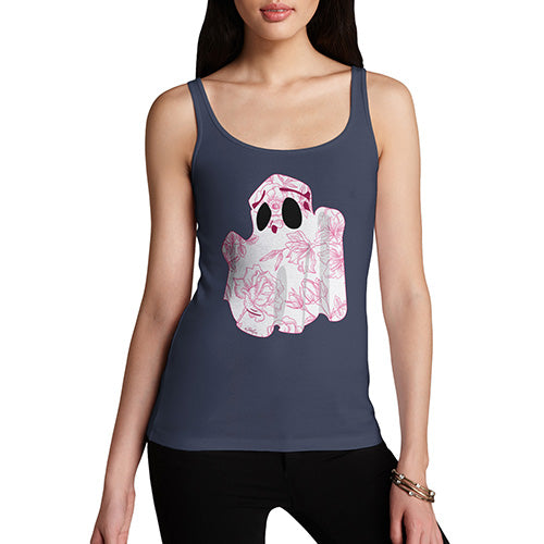 Funny Tank Tops For Women Floral Ghost Women's Tank Top X-Large Navy