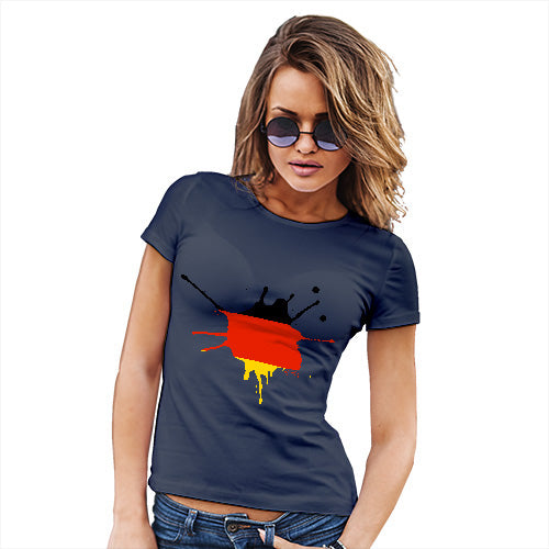 Womens T-Shirt Funny Geek Nerd Hilarious Joke Germany Splat Women's T-Shirt X-Large Navy