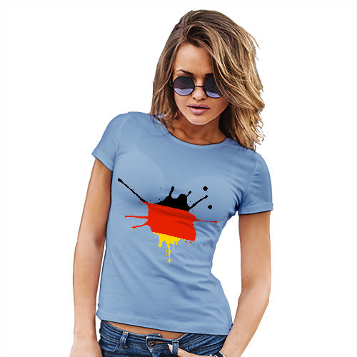 Novelty Tshirts Women Germany Splat Women's T-Shirt Large Sky Blue