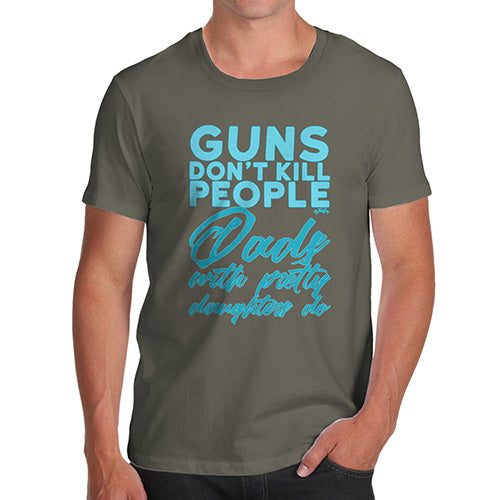 Mens Novelty T Shirt Christmas Guns Don't Kill People Men's T-Shirt Medium Khaki