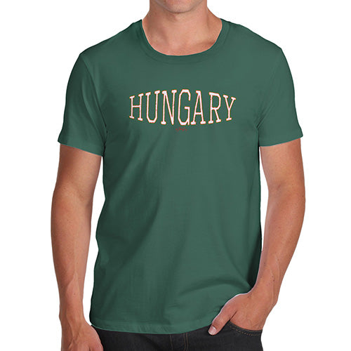 Funny Mens T Shirts Hungary College Grunge Men's T-Shirt Large Bottle Green