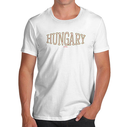 Novelty Tshirts Men Hungary College Grunge Men's T-Shirt X-Large White