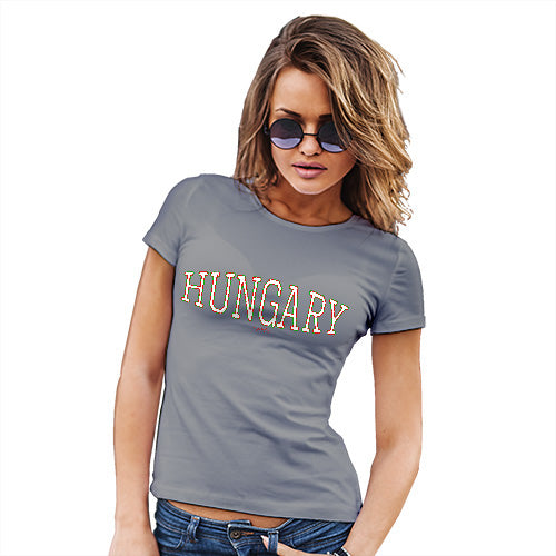 Womens Novelty T Shirt Christmas Hungary College Grunge Women's T-Shirt Small Light Grey