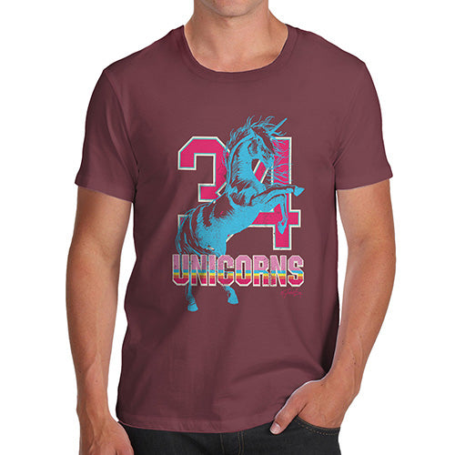 Funny Tee Shirts For Men 34 Unicorns Men's T-Shirt X-Large Burgundy
