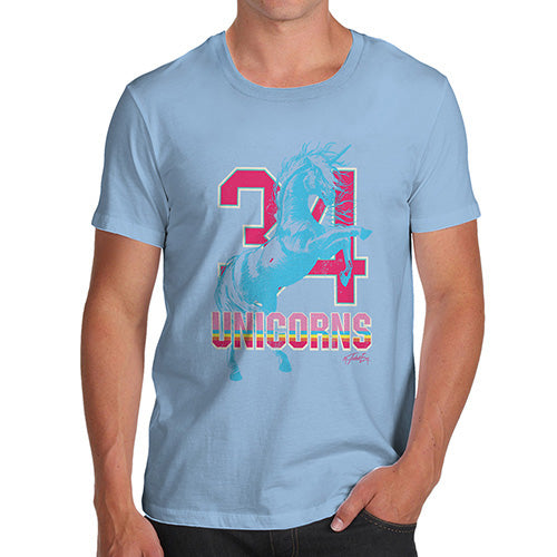 Funny T Shirts For Men 34 Unicorns Men's T-Shirt Large Sky Blue
