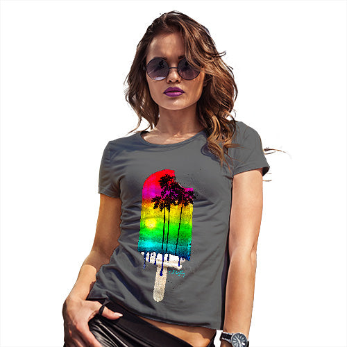 Novelty Gifts For Women Rainbow Palms Ice Lolly Women's T-Shirt Small Dark Grey