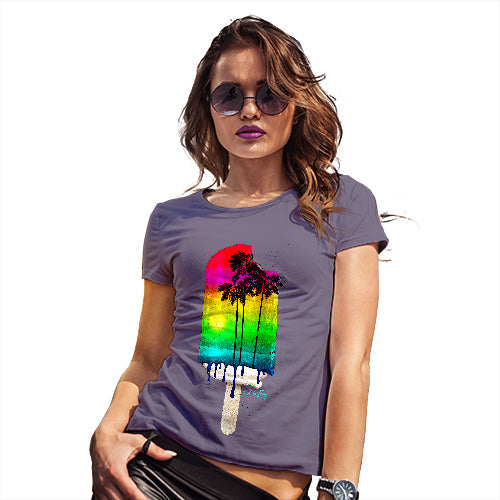 Novelty Gifts For Women Rainbow Palms Ice Lolly Women's T-Shirt X-Large Plum