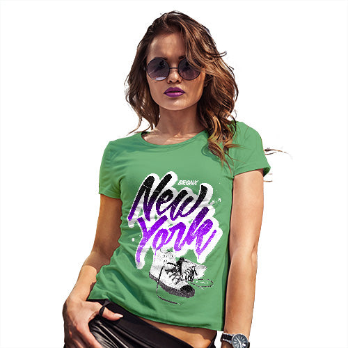 Womens Funny T Shirts Bronx New York Sneakers Women's T-Shirt Medium Green