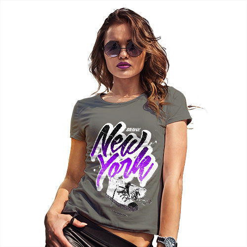 Womens T-Shirt Funny Geek Nerd Hilarious Joke Bronx New York Sneakers Women's T-Shirt Large Khaki