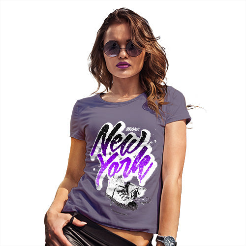 Novelty Tshirts Women Bronx New York Sneakers Women's T-Shirt X-Large Plum
