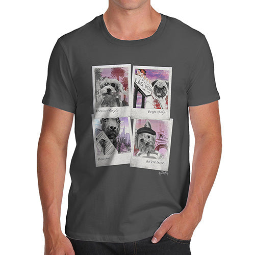 Funny T Shirts For Men Dogs On Holiday Men's T-Shirt Large Dark Grey