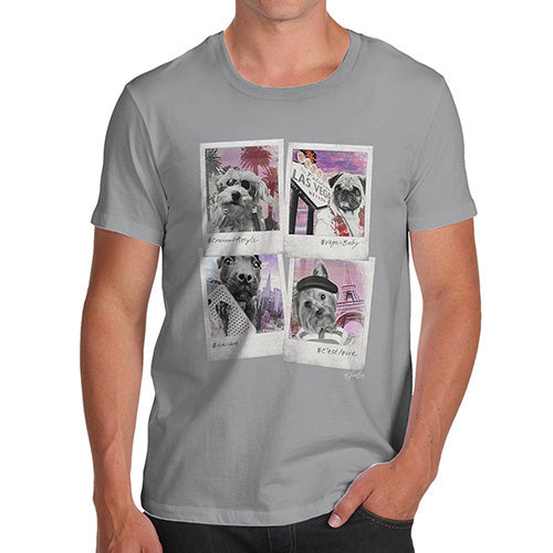 Funny Mens T Shirts Dogs On Holiday Men's T-Shirt Medium Light Grey