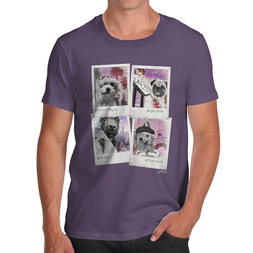 Funny T-Shirts For Men Dogs On Holiday Men's T-Shirt Large Plum