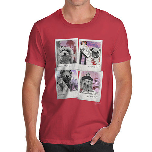 Funny T Shirts For Men Dogs On Holiday Men's T-Shirt Medium Red