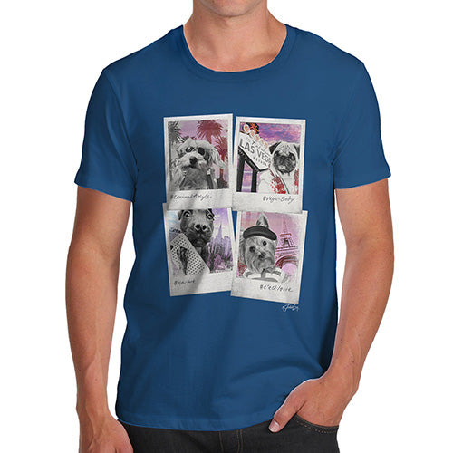 Mens Novelty T Shirt Christmas Dogs On Holiday Men's T-Shirt Large Royal Blue