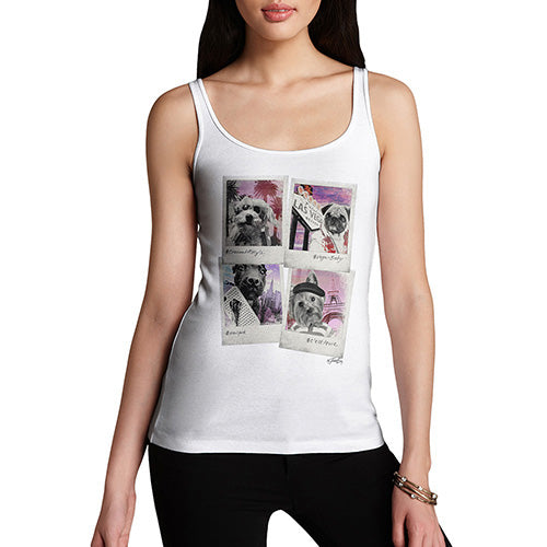 Womens Novelty Tank Top Christmas Dogs On Holiday Women's Tank Top Medium White