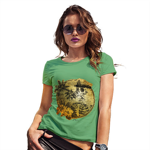 Novelty Gifts For Women Skeleton Sailor Women's T-Shirt Medium Green