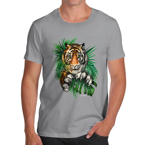 Mens T-Shirt Funny Geek Nerd Hilarious Joke Tiger In The Grass Men's T-Shirt Small Light Grey