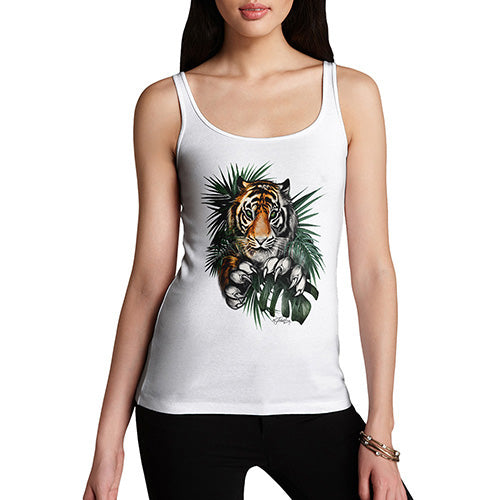 Funny Tank Top For Mom Tiger In The Grass Women's Tank Top Large White
