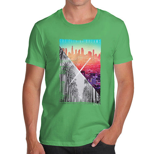 Funny Gifts For Men Los Angeles City Of Dreams Men's T-Shirt Small Green
