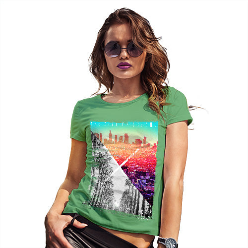 Womens Humor Novelty Graphic Funny T Shirt Los Angeles City Of Dreams Women's T-Shirt Large Green