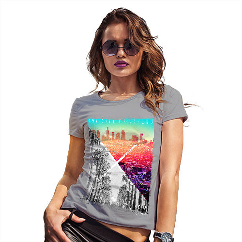Womens Novelty T Shirt Los Angeles City Of Dreams Women's T-Shirt Medium Light Grey