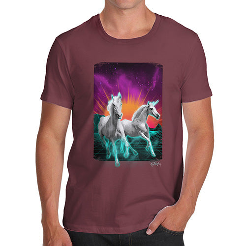 Novelty T Shirts For Dad Virtual Reality Unicorns Men's T-Shirt X-Large Burgundy