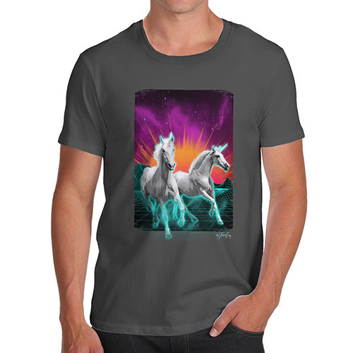 Novelty T Shirts For Dad Virtual Reality Unicorns Men's T-Shirt Small Dark Grey