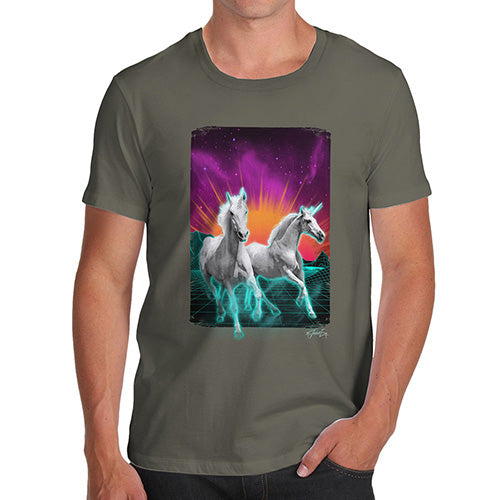 Funny Mens Tshirts Virtual Reality Unicorns Men's T-Shirt Small Khaki