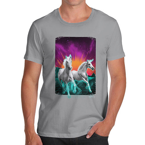 Funny Tee Shirts For Men Virtual Reality Unicorns Men's T-Shirt Large Light Grey