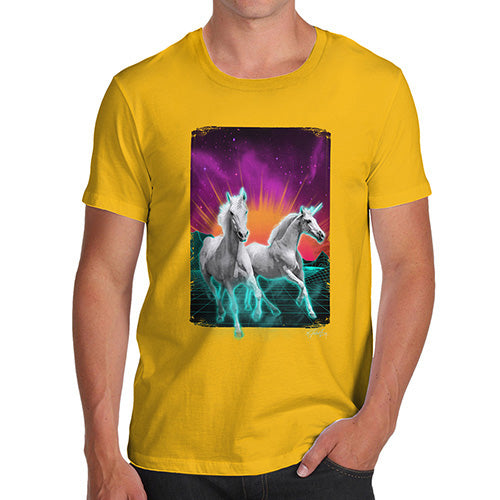 Funny T Shirts For Dad Virtual Reality Unicorns Men's T-Shirt Large Yellow