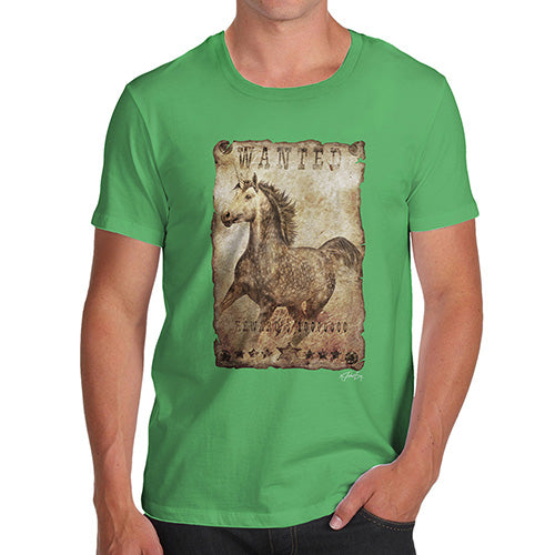 Novelty Tshirts Men Funny Unicorn Wanted Poster Men's T-Shirt Large Green