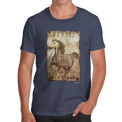 Funny Tee Shirts For Men Unicorn Wanted Poster Men's T-Shirt X-Large Navy