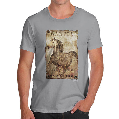 Funny T-Shirts For Guys Unicorn Wanted Poster Men's T-Shirt Small Light Grey