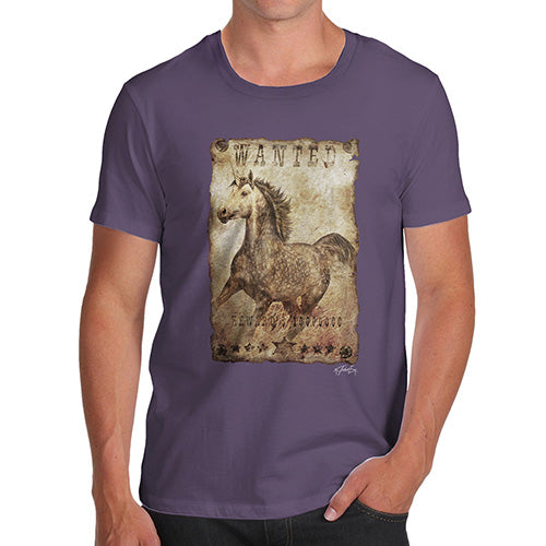 Funny T-Shirts For Men Sarcasm Unicorn Wanted Poster Men's T-Shirt Medium Plum