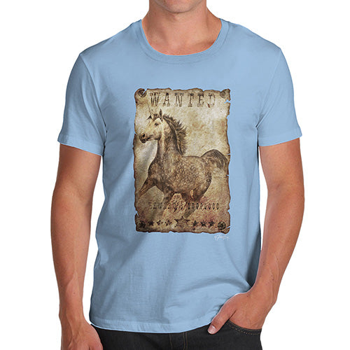 Funny T Shirts For Dad Unicorn Wanted Poster Men's T-Shirt Large Sky Blue