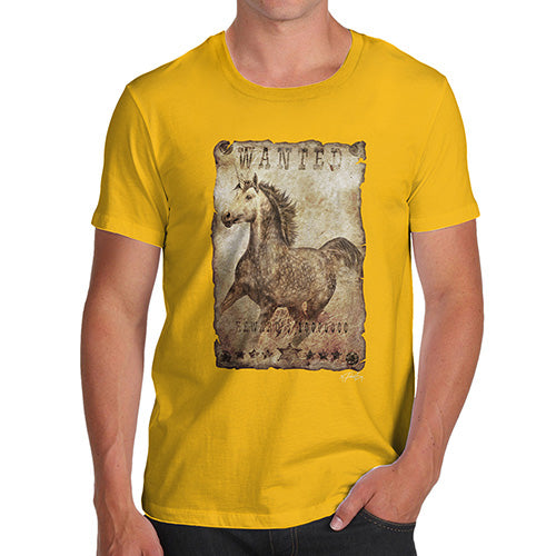 Funny T Shirts For Dad Unicorn Wanted Poster Men's T-Shirt X-Large Yellow