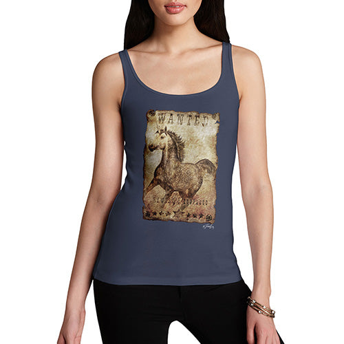 Funny Tank Top For Mum Unicorn Wanted Poster Women's Tank Top Large Navy