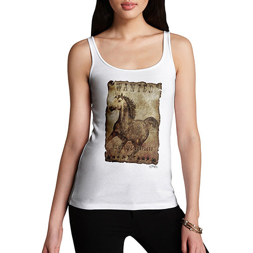 Womens Novelty Tank Top Christmas Unicorn Wanted Poster Women's Tank Top Small White