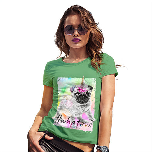 Novelty Gifts For Women Unicorn Ice Cream Pug Women's T-Shirt Medium Green
