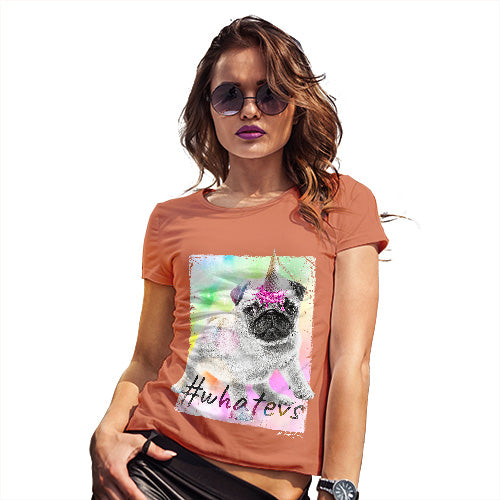 Novelty Gifts For Women Unicorn Ice Cream Pug Women's T-Shirt X-Large Orange